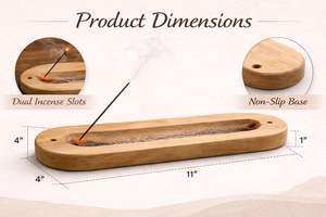 Soporte de Incienso de Madera de la India Pure Source, Soporte Doble para Agarbatti con Recolector de Ceniza, Quemador de Madera Natural Hecho a Mano para Pooja - Product Image 3