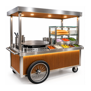 Carrito de Comida Móvil de Acero Inoxidable para Dosa con Plancha y Vitrina de Vidrio - Product Image 2