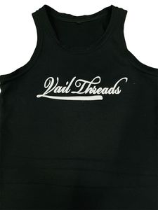 Vail Threads Men's <b>Tank</b> <b>Tops</b> Crew Neck <b>Knitted</b> 100% Cotton Breathable Eco-Friendly Casual Wear White <b>Black</b> - Product Image 2