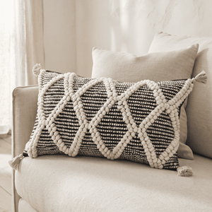 14 x 24 Inches Large Wool Diamond Lumbar Cushion Cover – Geometric Cotton & Wool Boho <b>Decorative</b> <b>Pillow</b> - Product Image 1
