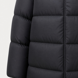 Doudoune longue à capuche unisexe, manteau d'hiver épais et décontracté, coupe-vent avec fermeture éclair, noir uni - Product Image 4