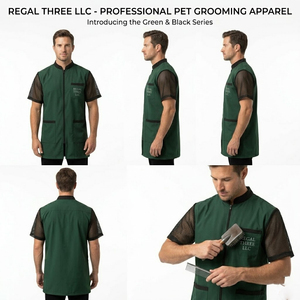 Veste de toilettage pour hommes à manches courtes en maille, Blouse de toilettage, Cape de coiffure, Tablier de toilettage pour animaux de compagnie avec fermeture éclair pour hommes - Product Image 5