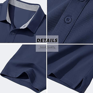 Polos de talla grande con solapa, camisetas casuales de golf, 100% algodón, combinación de colores, deportivas, de manga corta, bordadas, para hombre. - Product Image 6