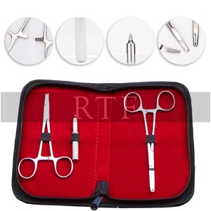 ชุดเครื่องมือเจาะร่างกายแบบผิวหนัง,ชุดเครื่องมือเจาะสแตนเลสแบบมืออาชีพคีมเจาะผิวหนังพร้อมกระเป๋า - Product Image 3