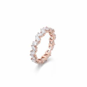 Anillo de Diamantes de Oro Rosa de 14K con Certificación IGI, Corte Pera, Anillo de Boda Apilable de Eternidad Completa, Diamante Cultivado en Laboratorio para Mujer - Product Image 3