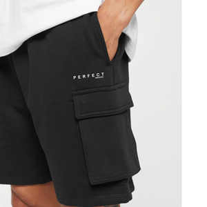 Shorts cargo gris pour homme, style décontracté, taille élastique, 100% coton, respirant, écologique, séchage rapide, longueur mi-cuisse - Product Image 3