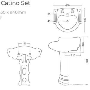 Lavabo de cerámica de lujo con pedestal, lavabo de baño de 630x530x940mm, lavabo de porcelana para lavar ropa, juego Catino - Product Image 4