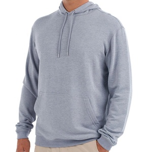 Sweat-shirts à capuche personnalisés en coton biologique et fibre de bambou pour hommes, couleur unie, style pull-over - Product Image 1