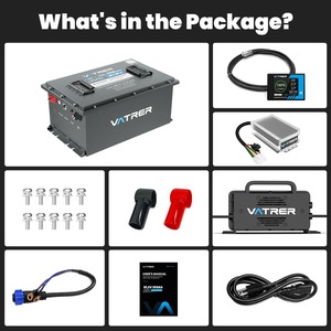 แบตเตอรี่รถกอล์ฟลิเธียม 48V, ระบบจัดการแบตเตอรี่ (BMS) 200A ในตัว, พร้อมเครื่องชาร์จ 18A, ตัวแปลงไฟ 48V-12V, แบตเตอรี่ลิเธียม - Product Image 1