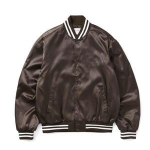 Best Style <b>Men's</b> Baseball Satin Varsity <b>Jacket</b> <b>Waterproof</b> Chenille Patches with Black and White Rib Wholesale <b>Cheap</b> Price OEM - Product Image 3
