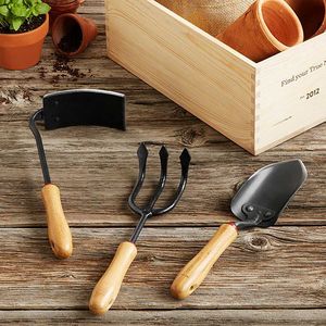 Ensemble d'outils de jardinage en acier inoxydable de qualité supérieure avec manche en bois, pelle à main, fourche, râteau, kit de cultivateur - Product Image 4