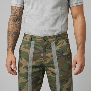 Pantalon de survêtement en molleton camouflage pour homme avec bande latérale, taille élastique, respirant, polyester/coton, décontracté, coupe évasée pour l'extérieur - Product Image 4