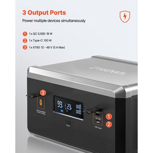 Station d'alimentation portable avec batterie supplémentaire 2160Wh LiFePO4, extension 3 sorties, stockage d'énergie domestique pour le camping en plein air - Product Image 5