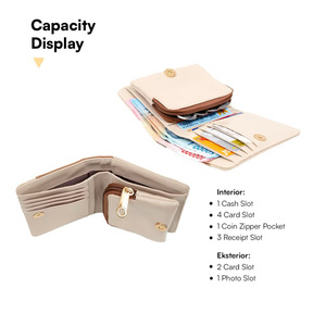 Portefeuille élégant Hody CLAIRE pour femmes, court, en cuir synthétique de qualité supérieure, fermeture éclair, porte-cartes, plusieurs emplacements pour cartes, élégant et pratique - Product Image 5
