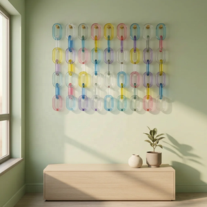Sculpture murale en résine à maillons, dégradé coloré, décoration artistique pour la maison, design de moulage de forme irrégulière - Product Image 3
