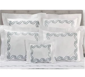 Quang Thanh Embroidery Custom Wholesale Blue Geometric European-American Style 250TC Cotton Duvet Cover Sets Machine-washable - Product Image 2