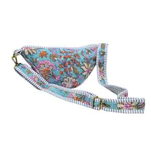 Chic Block Print Floral Crossbody Bag - Blue & <b>Pink</b> sustainable Sling <b>Purse</b> - Product Image 2