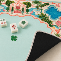 Tapis de Mahjong Américain Personnalisé 33x33 Pouces en Néoprène Premium Antidérapant et Réducteur de Bruit pour Palm Beach Pool Club – Vente en Gros OEM ODM