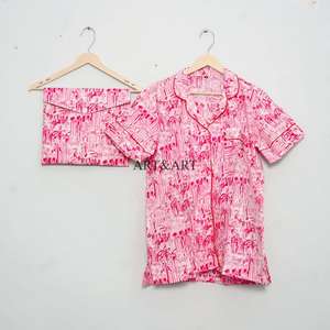 Ensemble de pyjama en coton de luxe romantique pour femme, respirant, léger, séchage rapide, doux, col en V, short taille haute, printemps, automne, été - Product Image 3