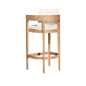 Chaise de bar d'extérieur de luxe en teck massif, accoudoir incurvé de qualité supérieure, design ergonomique, résistante aux intempéries, mobilier moderne pour villas et complexes hôteliers - Product Image 5