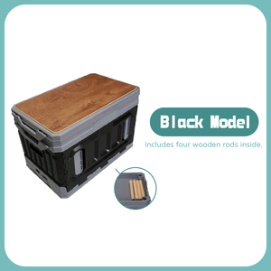 Caja de almacenamiento de camping plegable gruesa negra al por mayor con cubierta organizadora apilable portátil duradera para uso en coche de viaje al aire libre - Product Image 2