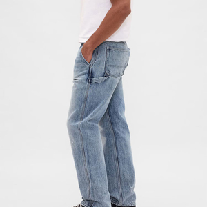 Casual Men's Denim <b>Jeans</b> Pants Straight Slim Fit <b>Embroidered</b> Logo High Quality Washed Casual Denim Pants - Product Image 2