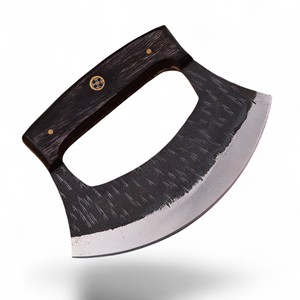 Couteau de Chef Alaskan Ulu Professionnel en Acier Inoxydable Forgé à la Main, Lame Entière, Tranchant comme un Rasoir, Manche en Bois, Personnalisable OEM, Faible MOQ, OBM - Product Image 1