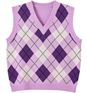 Suéter Retro Transpirable con Cuello en V sin Mangas, Suéter de Punto a Rayas Estilo Universitario para un Look Clásico de Estudiante - Product Image 1