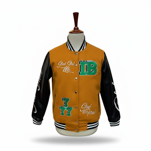 Chaquetas Letterman de alta calidad para hombre, venta al por mayor, chaqueta universitaria de béisbol con estampado personalizado para hombre, mangas de cuero en varios colores - Product Image 1