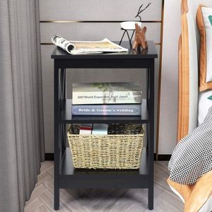Mesa de Noche Moderna de 3 Niveles con Estantes de Almacenamiento, Mesa Auxiliar para Dormitorio, Hotel, Hogar - Product Image 5