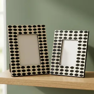 Handcrafted Agate Quartz Marble <b>Black</b> White Pattern <b>Photo</b> <b>Frame</b> Natural Stone Tabletop Decorative Picture Display Luxury - Product Image 1