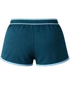 Pantalones Cortos de Felpa de Algodón para Mujer, Color Verde Azulado Oscuro con Contraste Azul Cielo, Cintura Elástica, Ropa Deportiva Informal de Verano, Personalizados por el Fabricante - Product Image 2