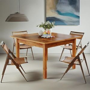 Tavolo da Pranzo Quadrato per 4 Persone con Gambe in Legno, Stile Rustico, Tavolo da Cucina in Legno per Soggiorno, Tavoli da Pranzo Artigianali - Product Image 2