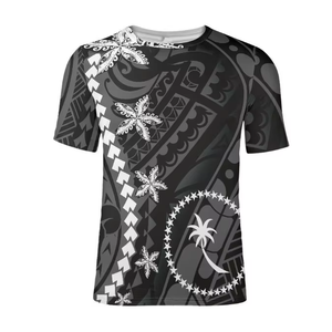 T-shirt personnalisé grande taille pour homme, imprimé drapeau Chuuk sur le devant, col rond, manches courtes, tricoté, décontracté, streetwear, respirant, séchage rapide - Product Image 4