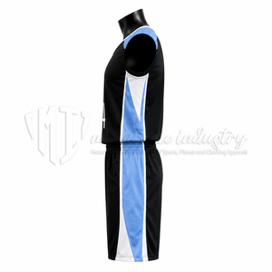 Conjunto de Uniforme de Baloncesto Personalizado en Negro y Azul, Camiseta y Pantalones Cortos de Baloncesto Transpirables de Malla, Fabricante OEM ODM de Marca Privada - Product Image 5