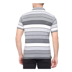 เสื้อโปโลผู้ชายลายทางสีเทาขาว แขนสั้น ผ้าคอตตอนปิเก้ สไตล์ลำลอง สำหรับกอล์ฟ รับผลิตเสื้อยืดแบบ Private Label - Product Image 6