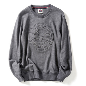 Sweat-shirt en polaire gaufré pour homme en polyester/coton, manches régulières, col rond ample, hiver, uni, logo personnalisé, écologique - Product Image 5