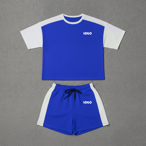 ชุดเซ็ต 2 ชิ้น ผ้าแคนวาสลำลองสำหรับผู้หญิง OEM/ODM ผ้าฝ้าย 100% เสื้อยืดปักลายลูกไม้ ตกแต่งด้วยผ้าลูกไม้ กางเกงขาสั้น สกรีนลาย 3 มิติ แบบกำหนดเองได้ - Product Image 5