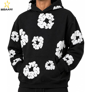 เสื้อฮู้ดดี้พิมพ์ลายดอกไม้สไตล์วินเทจ ทรงโอเวอร์ไซส์ สีม่วงและสีน้ำเงิน เสื้อสเวตเชิ้ตแขนยาวสไตล์ลำลองแนวสตรีทแวร์ - Product Image 1