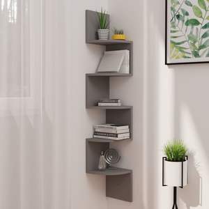Ripiano angolare in legno grigio costruito 7.5 "x 7.5" x 48.4 "Display e parete - Product Image 1