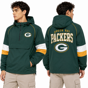 Chaqueta Anorak para Hombre al por Mayor, con Logotipo del Equipo Bordado Personalizado, Sudadera con Capucha, Cortavientos Deportivo, Fabricante OEM - Product Image 3