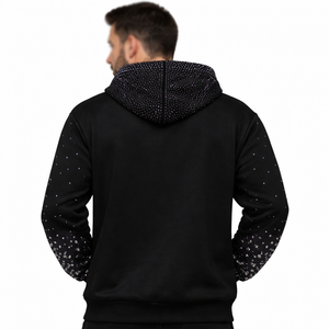 Sudadera con Capucha Unisex de Algodón y Felpa con Detalle Minimalista de Pedrería, Estilo Oversize, Ropa Urbana, Suministro Directo de Fábrica al por Mayor - Product Image 3