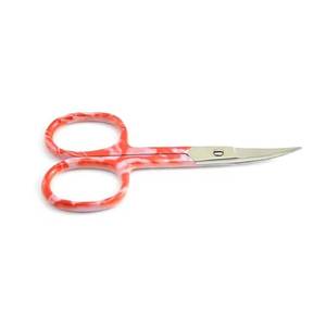 Ciseaux à manucure avec lames courbes en acier inoxydable, poignées en plastique marbré rouge pour la coupe des cuticules, outils de beauté pour adultes - Product Image 5