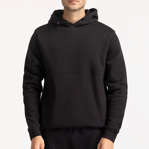 Sweat à capuche noir 100 % coton molletonné pour homme, coupe ample, pull épais avec capuche pour l'hiver 2025 - Product Image 4