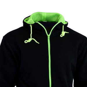 Sweat-shirt à capuche zippé noir pour homme, coupe classique, en polaire, décontracté, pour l'automne, couleur unie, respirant, en polyester tricoté - Product Image 1