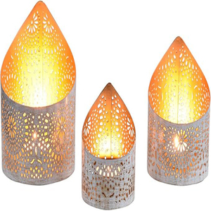 Set of 3 Oriental Decorative Tea Light Holders <b>Lantern</b> 14 cm <b>Large</b> Black & Gold <b>Candle</b> Holder - Product Image 5