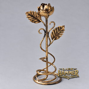 Escultura Decorativa de Rosa Metálica Hecha a Mano con Diseño de Hojas y Espiral, Estilo Antiguo, Decoración Floral para el Hogar - Product Image 1