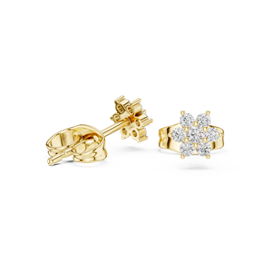 Runder Labor-Diamantschliff 14K 18K Gelbgold Blumencluster Sieben-Stein-Diamant-Ohrstecker 0,16CTW DEF VVS Elegantes Schmuckgeschenk ODM - Product Image 4