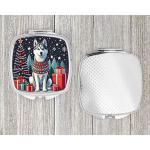 Husky siberiano Navidad compacto viaje maquillaje espejo portátil plegable mano diseño regalo para mujeres y niñas - Product Image 4