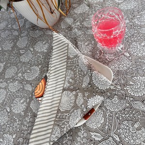 Handmade Handblock Printed Brown White Vintage Farmhouse Style Wedding <b>Tablecloth</b> Custom Size Cotton Eco-Friendly Durable - Product Image 4